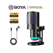 BOYA G40 Streaming Microphone for PC, USB RGB Condenser Gaming Mic with Tap-to-Mute, Gain Control and Headphone Monitoring for Podcast, YouTube and Recording