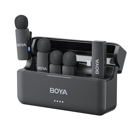 BOYA Wireless Lavalier Microphone for iPhone 15/16/17, USB-C RX+4 TX, 200m, Perfect for Interviews Podcasts Vlogging