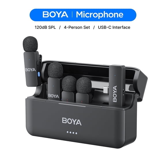 BOYA Wireless Lavalier Microphone for iPhone 15/16/17, USB-C RX+4 TX, 200m, Perfect for Interviews Podcasts Vlogging