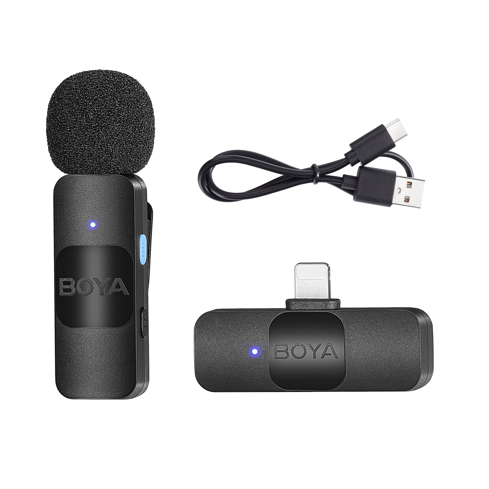 BOYA Wireless Microphone System BY-V1 One-Trigger-One Clip-on Phone Mic with Auto Pairing Noise Reduction and 50M Transmission for 14/13/12/11 Se