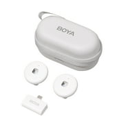 BOYA Wireless Microphone System Omic-U-W with Receiver Transmitters Charging Box 50M Transmission Built-in Battery for Android Phones Laptop Camera Live Streaming