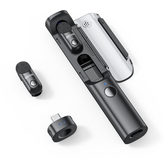 BOYA Wireless Microphones for iPhone, 2TX+USB-C RX, 328FT, AI-Powered Noise Cancelling with Charging Case, Perfect for Interviews Podcasts Vlogging