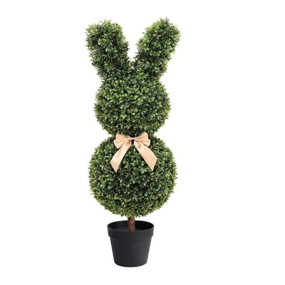 BOYOU 36 Inch Artificial Boxwood Bunny Topiary, 3FT Faux Rabbit Shaped Greenery Potted Tree for Easter & Spring Porch Decor, Indoor Outdoor Faux Plant Decor
