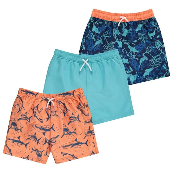 BCOOL 3 Pack Boys Swim Trunks, Quick Dry Swimming Shorts with Liner