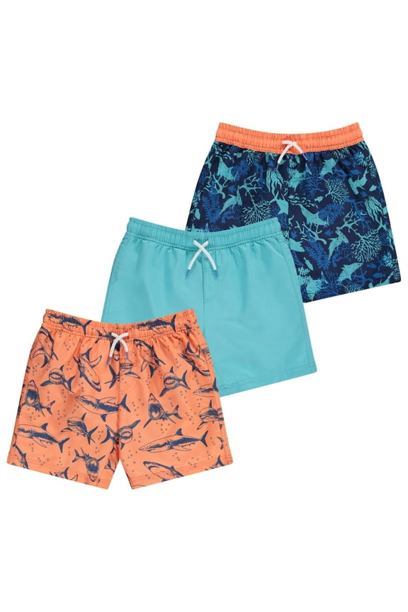 3 Pack Boys Swim Trunks, Quick Dry Swimming Shorts with Liner