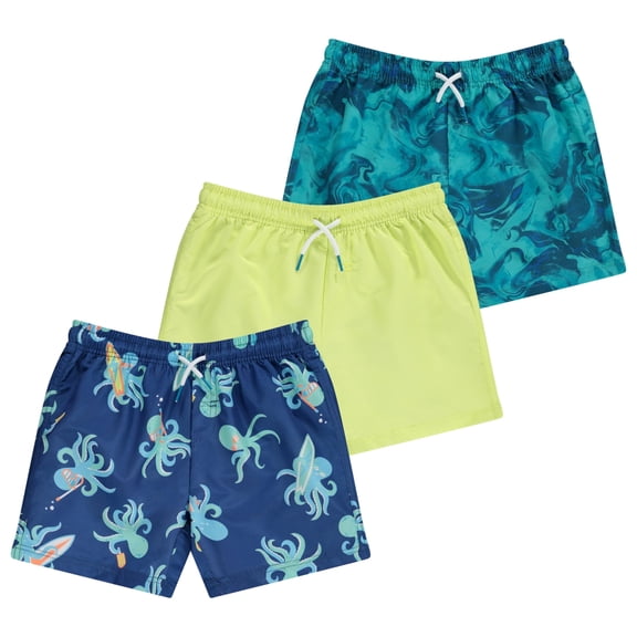 BCOOL 3 Pack Boys Swim Trunks, Quick Dry Swimming Shorts with Liner