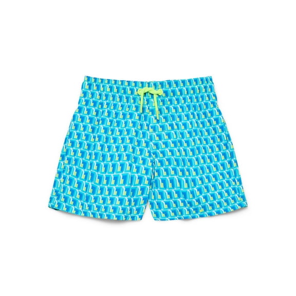 Wonder Nation Boys Geometric Print Swim Trunks with UPF50, Sizes 4-18 & Husky, Family Swim