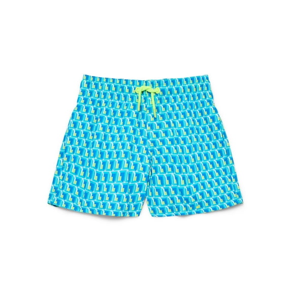 Wonder Nation Boys Geometric Print Swim Trunks with UPF50, Sizes 4-18 & Husky, Family Swim