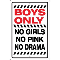 BOYS ONLY NOVELTY Metal Sign BIRTHDAY, GIFT FOR HIM, TEENAGE BOY, KEEP OUT Size: 16 x 12 Inch