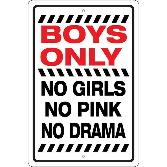 BOYS ONLY NOVELTY Metal Sign BIRTHDAY, GIFT FOR HIM, TEENAGE BOY, KEEP OUT Size: 16 x 12 Inch