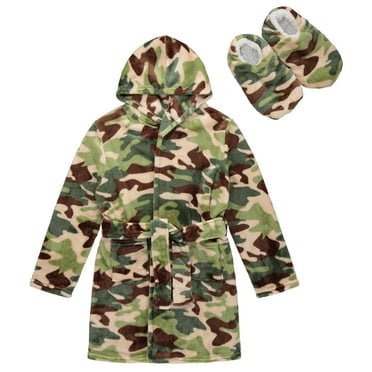 BOYS ROBE WITH SLIPPERS, Camo, 10/12