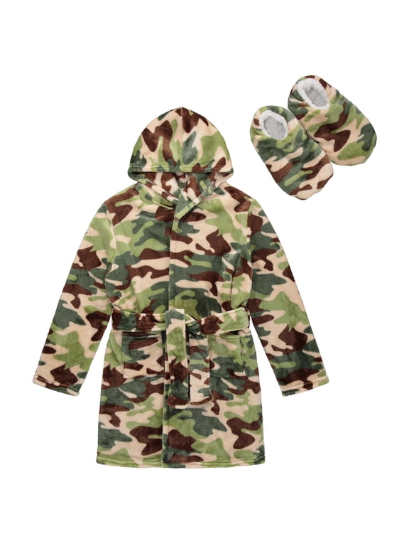 BOYS ROBE WITH SLIPPERS, Camo, 4/5