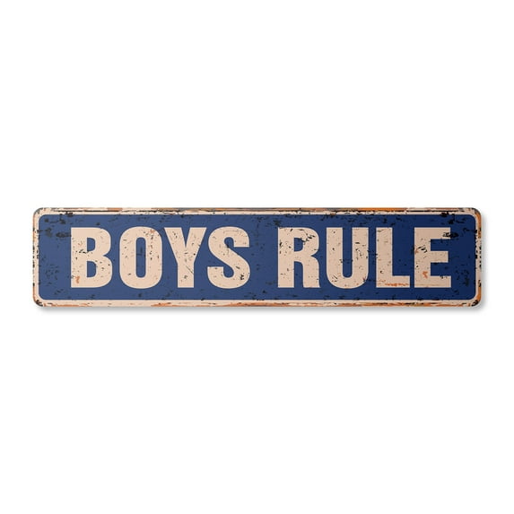BOYS RULE Vintage Aluminum Street Sign kids boys boy men children rustic metal tin | Indoor/Outdoor | 30" Wide