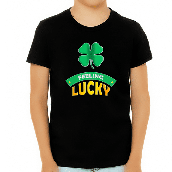 BOYS St Patricks Day Shirt - Saint Patrick's Shirts Feeling Lucky Clover Shamrock Irish Graphic Tee for KIDS
