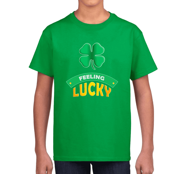 BOYS St Patricks Day Shirt - Saint Patrick's Shirts Feeling Lucky Clover Shamrock Irish Graphic Tee for KIDS