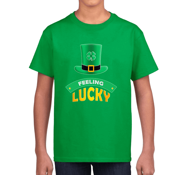 BOYS St Patricks Day Shirt - St Pattys Day Shirts Feeling Lucky Clover Shamrock Irish Graphic Tee for KIDS
