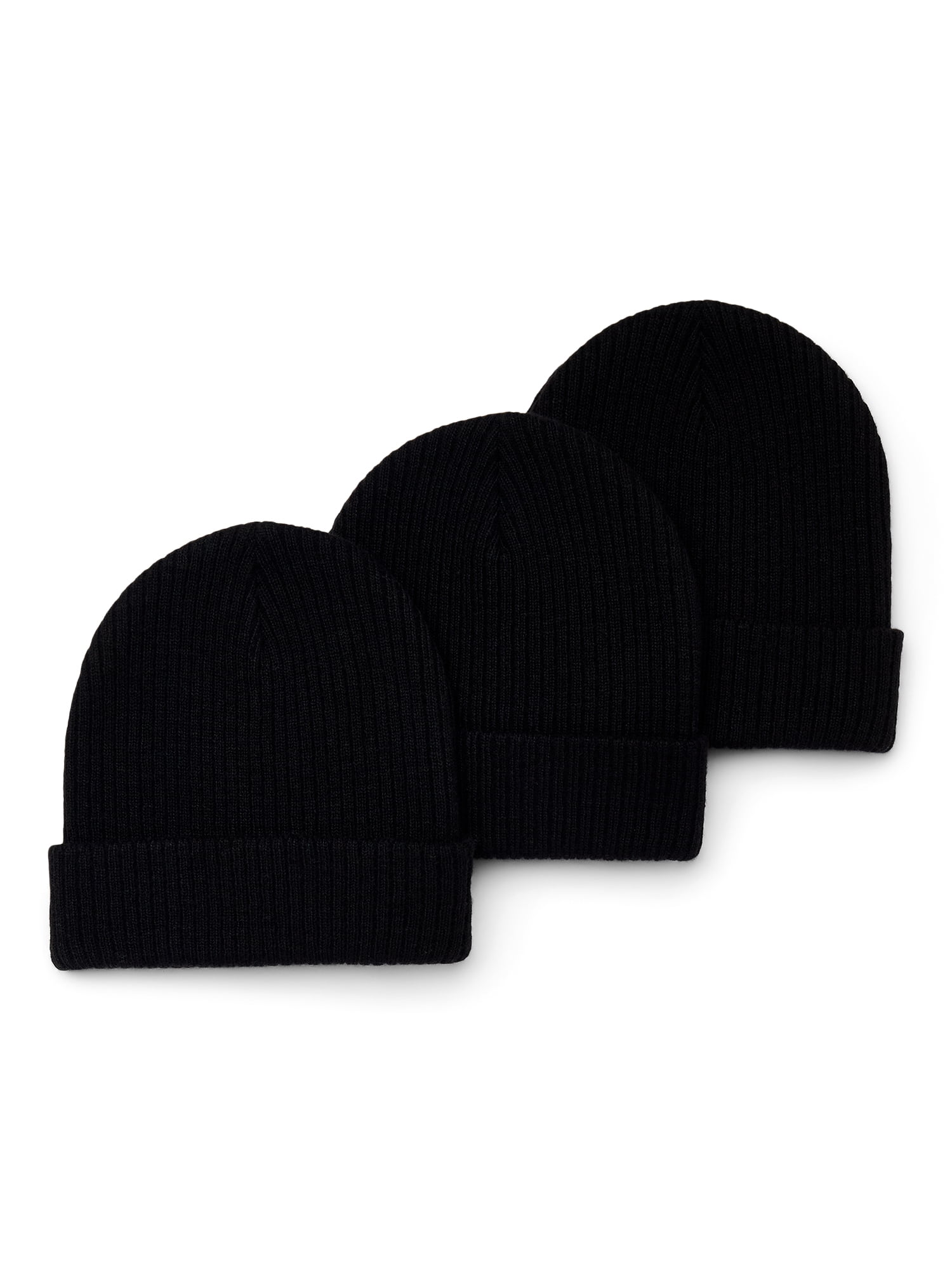 Wonder Nation Boys Ribbed Knit Beanie Hat, 3-Pack