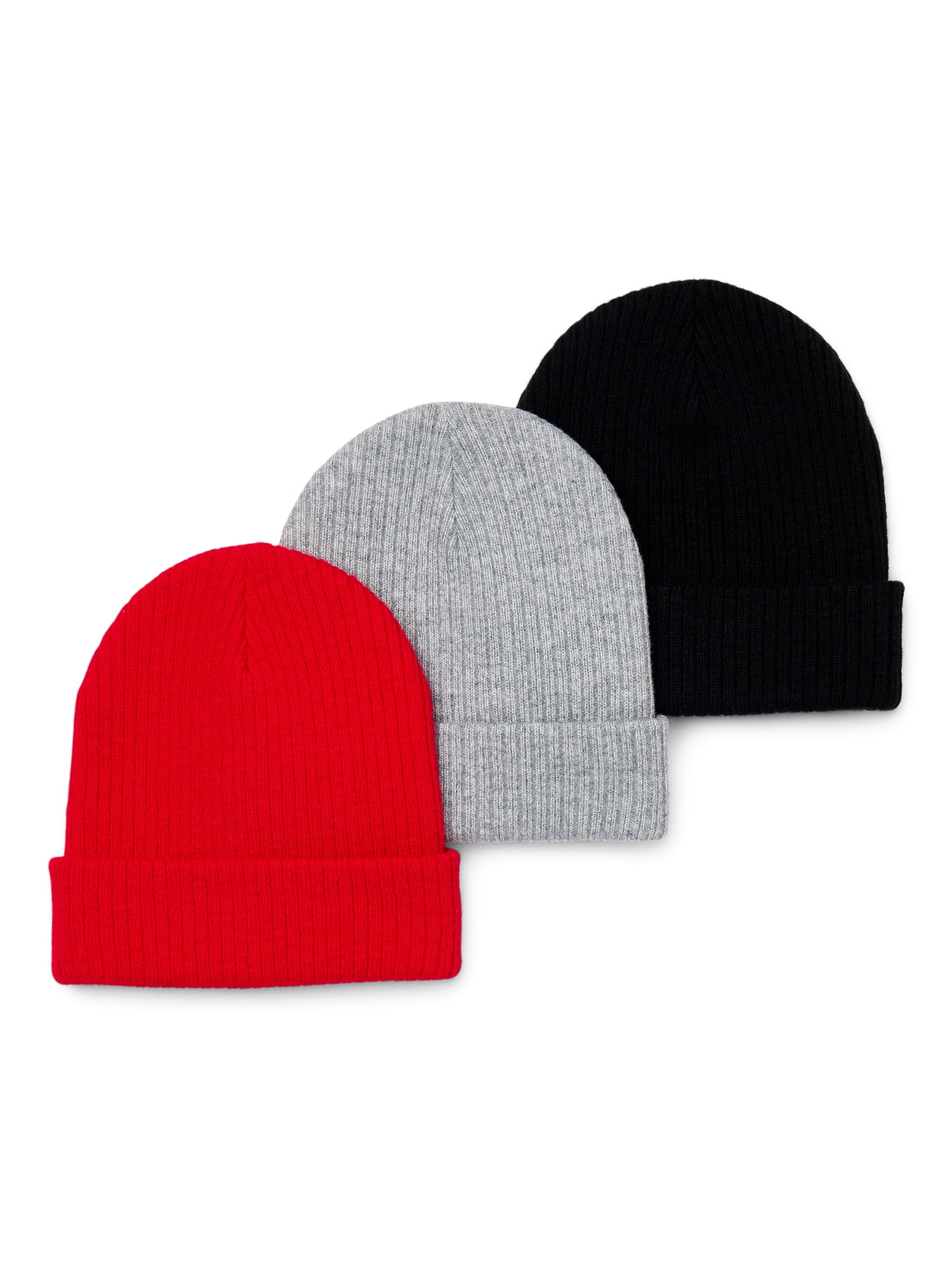 Boys Ribbed Knit Beanie Hat, 3-Pack
