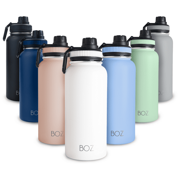 BOZ White Double Wall Stainless Steel Water Bottle XL (1 L / 32 fl oz)