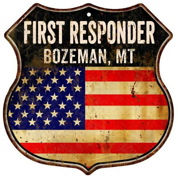 BOZEMAN, MT First Responder USA 12x12 Metal Sign Fire Police 211110022863