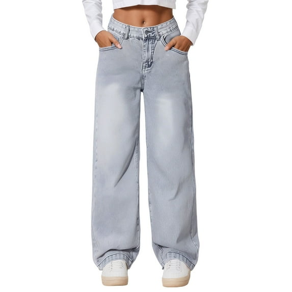 BOZHOU Women's Jeans Straight Leg Jeans for Women High Waisted Wide Leg Loose
