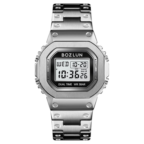 SKMEI Men's Digital Stainless Steel Watch Backlit Multifunction Stopwatch Waterproof Sport Watches
