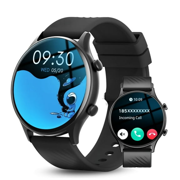 BOZLUN Men's Women Smart Watches , 1.39" HD Screen Fitness Tracker with Bluetooth Calling (Answer/Make), IP67 Waterproof,123 Sports Modes, Smartwatch for Android and lPhone (Black)