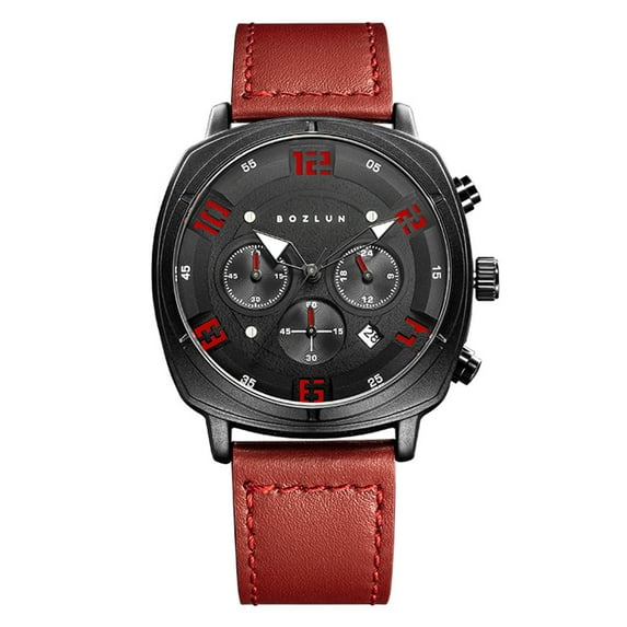 BOZLUN Mens Watches Big Face Leather Waterproof Date Analog Quartz Watch Fashion Business Chronograph Watches for Men