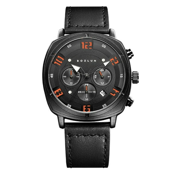 BOZLUN Mens Watches Big Face Leather Waterproof Date Analog Quartz Watch Fashion Business Chronograph Watches for Men