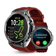 SKMEI Military Watches for Men Answer/Make Calls, 1.43" HD Display Fitness Watches, 170+ Sports Modes GPS Men Smart Watch , IP68 Waterproof, for Android/iPhone, Red