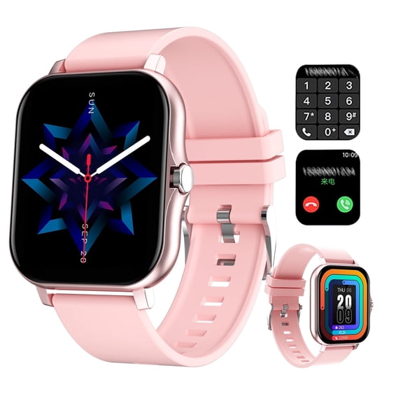 SKMEI Smart Watch for Men Women, 1.69" Smartwatch (Answer/Make Call), IP67 Waterproof Activity Trackers for iOS Android,Pink
