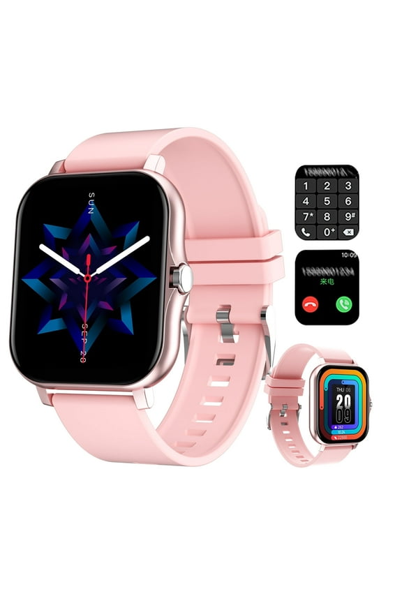 Smart Watch for Men Women, 1.69" Smartwatch (Answer/Make Call), IP67 Waterproof Activity Trackers for iOS Android,Pink