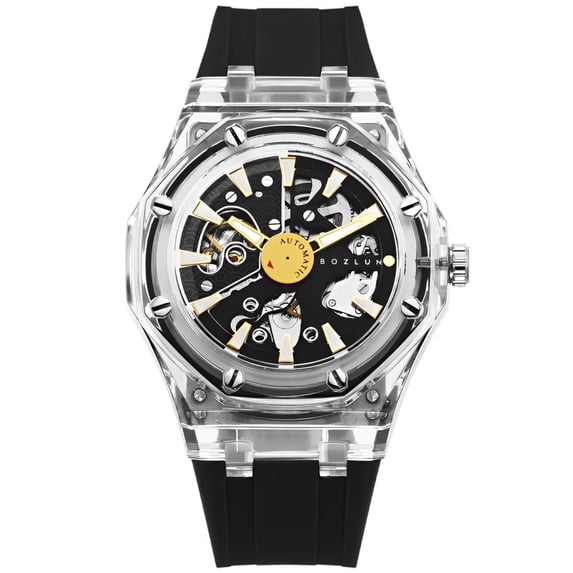 BOZLUN Watches for Men Skeleton Automatic Mechanical Watch Luxury Dress Stainless Steel Waterproof Luminous Wrist Watches