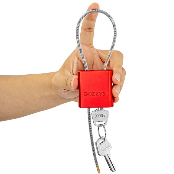 BOZZYS Adjustable Cable Locks with 3 Keys, 1.15ft L x 0.16in D Aluminum Steel Cable Padlock for Bikes, Gate, Lockers, Outdoor Gear