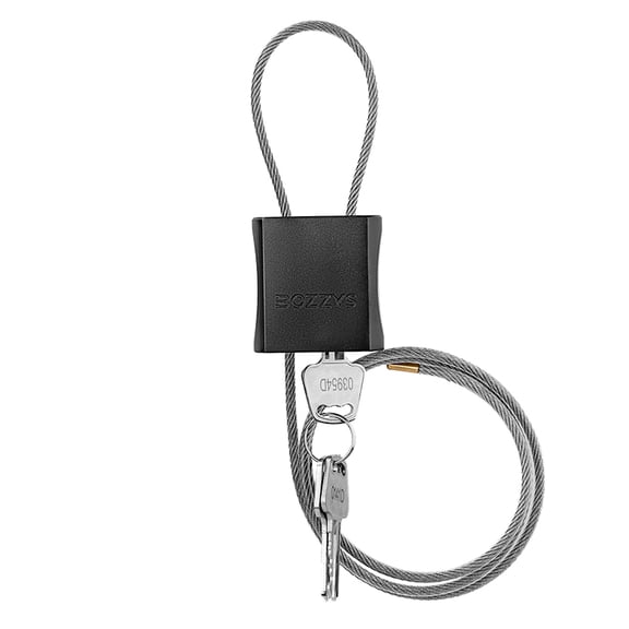 BOZZYS Cable Padlocks with 3 Keys, 3.28ft L x 0.16in D Steel Cable, Keyed Different, Black Aluminum Lock for Bikes, Gate, Lockers, Outdoor Gear