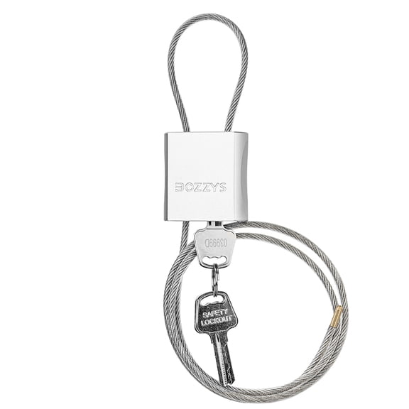 BOZZYS Cable Padlocks with 3 Keys, 3.28ft L x 0.16in D Steel Cable, Keyed Different, Silver Aluminum Lock for Bikes, Gate, Lockers, Outdoor Gear