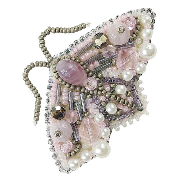BP-218C Beadwork kit for creating brooch Crystal Art "Lilac butterfly"
