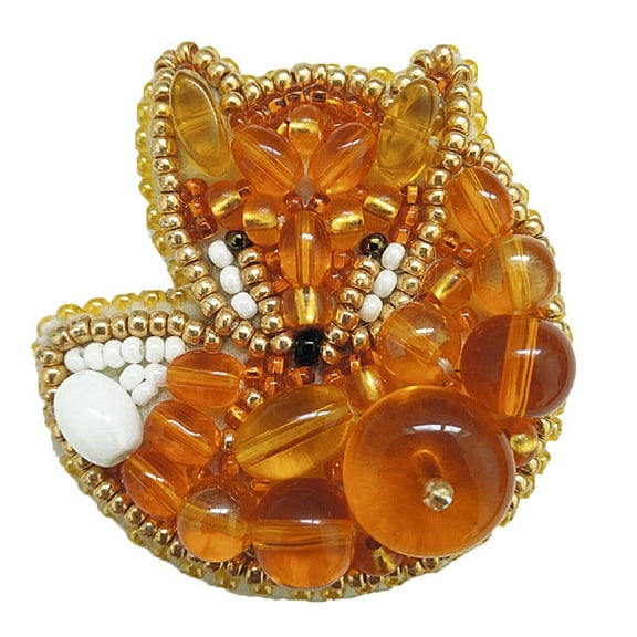 BP-241C Beadwork kit for creating brooch Crystal Art "Fox"