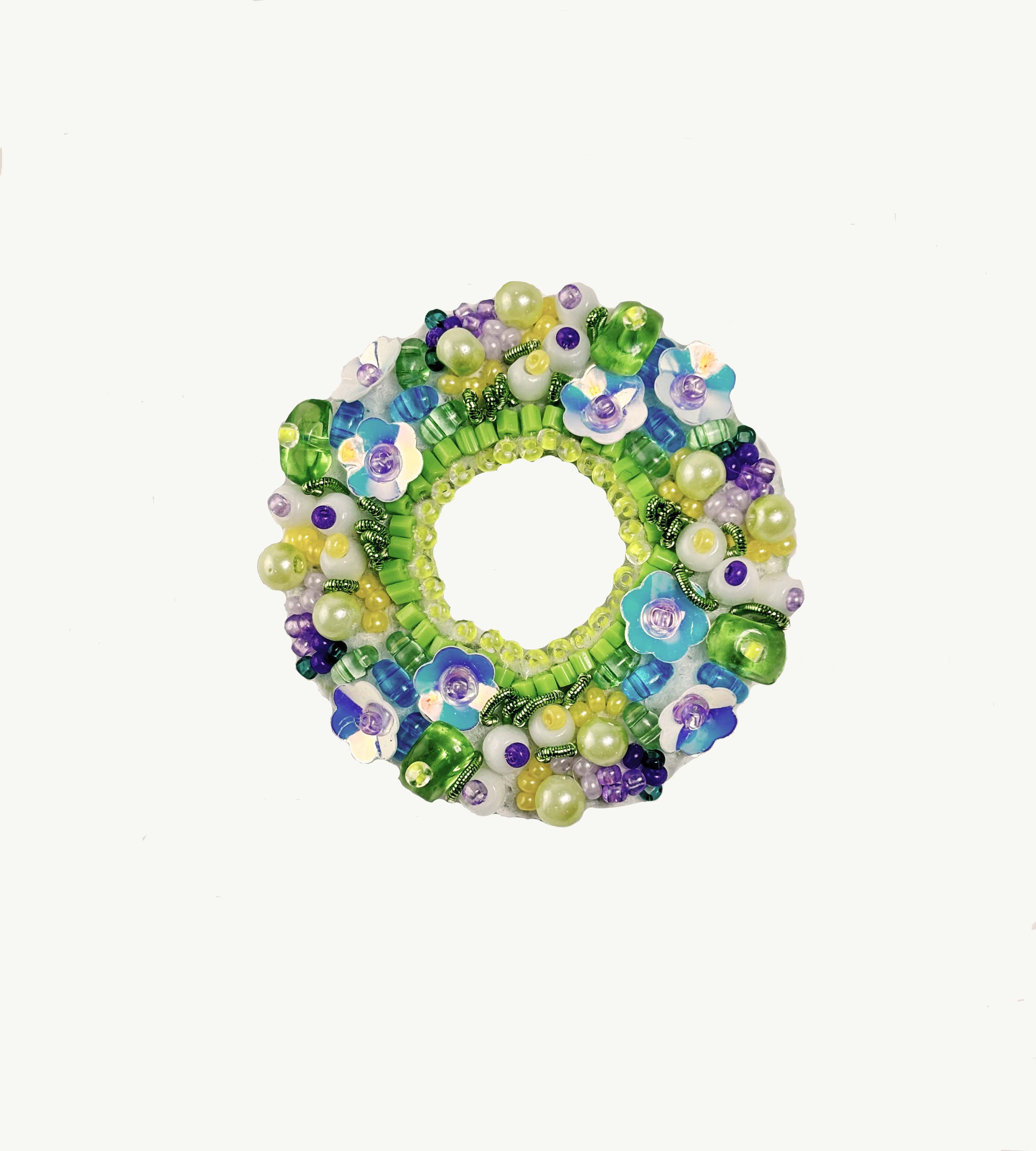 BP-364C Beadwork kit for creating brooch Crystal Art Spring wreath