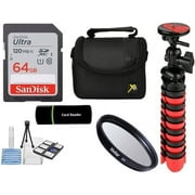 BP Accessory Kit Compatible for Panasonic Lumix DC-FZ80 Digital Camera Includes 64GB Memory Card - 7 Tripod + SD Card Reader + Case + UV Filter + Lens Cleaning Kit Bundle