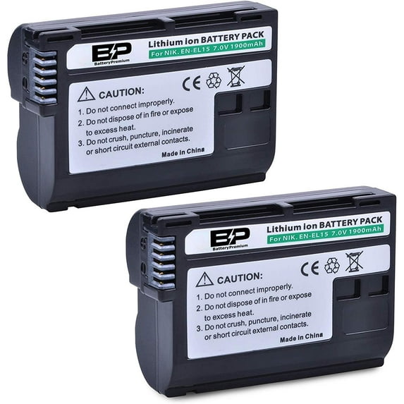 BP EN-EL15 EN-EL15a 2-Pack Batteries for Nikon D7000, D7100, D7200, D850, D750, Nikon D7500 Battery, D810, D500, D800, D610, D600 Compatible Nikon EN-EL15b