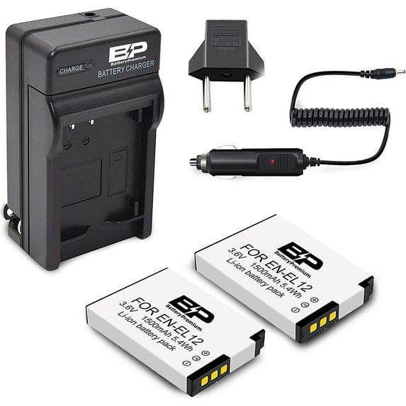 BP Replacement Nikon EN-EL12 Battery & Charger for Nikon Coolpix W300s, AW100, AW110, S640, S6000, S6100, S6150, S6200, S6300, S8000, S8100, S8200, S9050, S9100, S9200, S9300, S9500