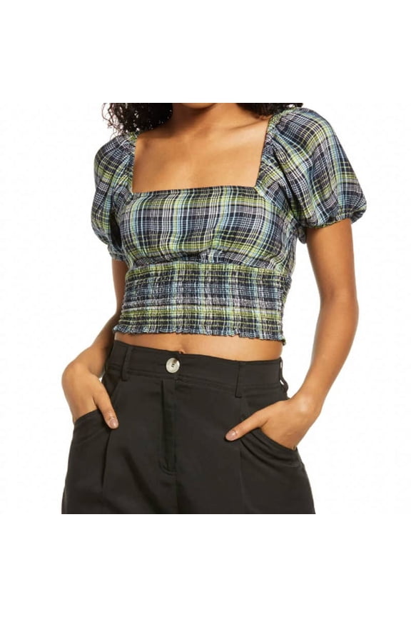 Square Neck Smock Crop Top, Size M