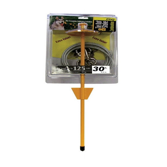 Boss Pet Products Guardian Gear Tie-Out with Stake - Adjustable, 30 Ft, Extra Large Dog Yard Chain