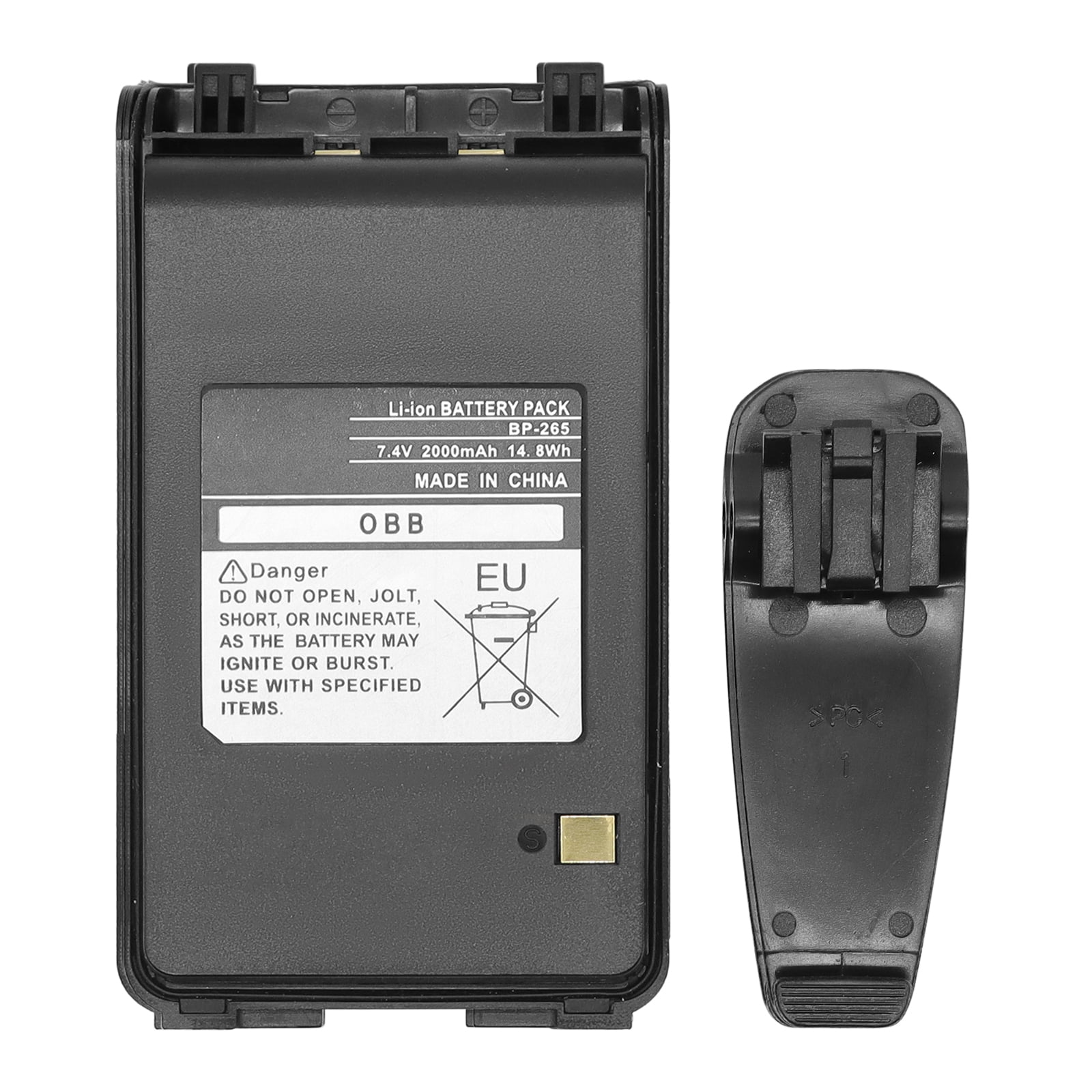 5-Pack BP265 Replacement Battery For Icom Two-Way Radios | 2600mAh Li-ion With Belt Clip