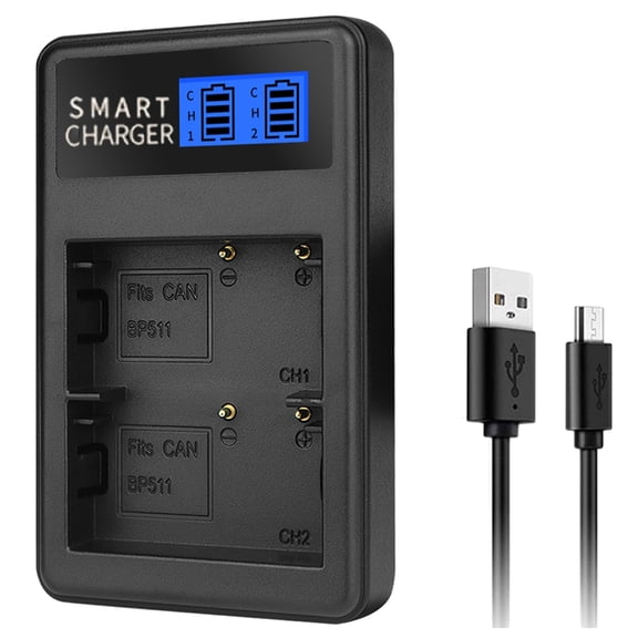 BP511 LCD Double Camera Battery for 10D,20D,30D,40D,50D,D60,MV630i,MV700 Camera Batteries USB Charging