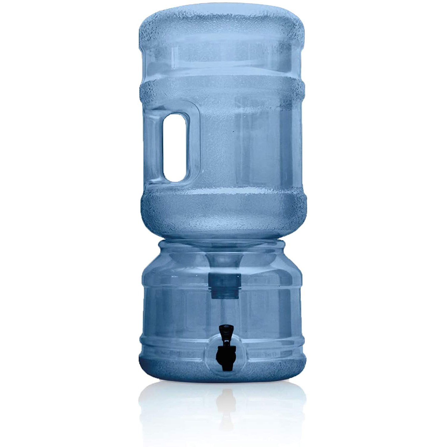 Set of 2 - BPA FREE Water Dispenser Base with Spigot & 5 Gallon Water Jug  Set - Transparent Blue - For Countertops or Stands - 2 Complete Sets