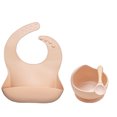 thumbnail image 1 of BPA Free Baby Silicone Tableware Waterproof Bib Flexible Saliva Towel Solid Color Sucker Bowl And Spoon for Children (apricot), 1 of 7