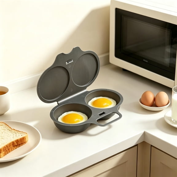 BPA-Free Microwave Egg Cooker,Easy to Use and Non-Stick Breakfast Egg Poacher,Dishwasher Safe,Dark Gray