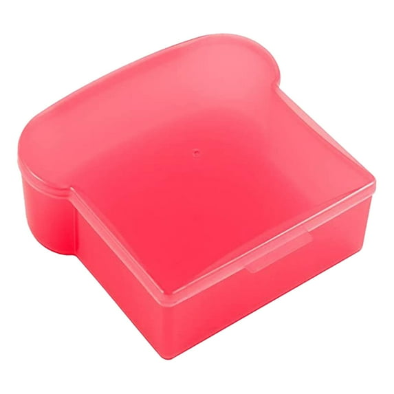 BPA-Free Plastic Food Storage Containers with Lids, Microwave Freezer Sealed Food Storage Containers,Plastic Toast Shape Sandwich Box Food Storage Containers Safe Meal Prep(Red,5.39"Dx4.7"Wx2"H)
